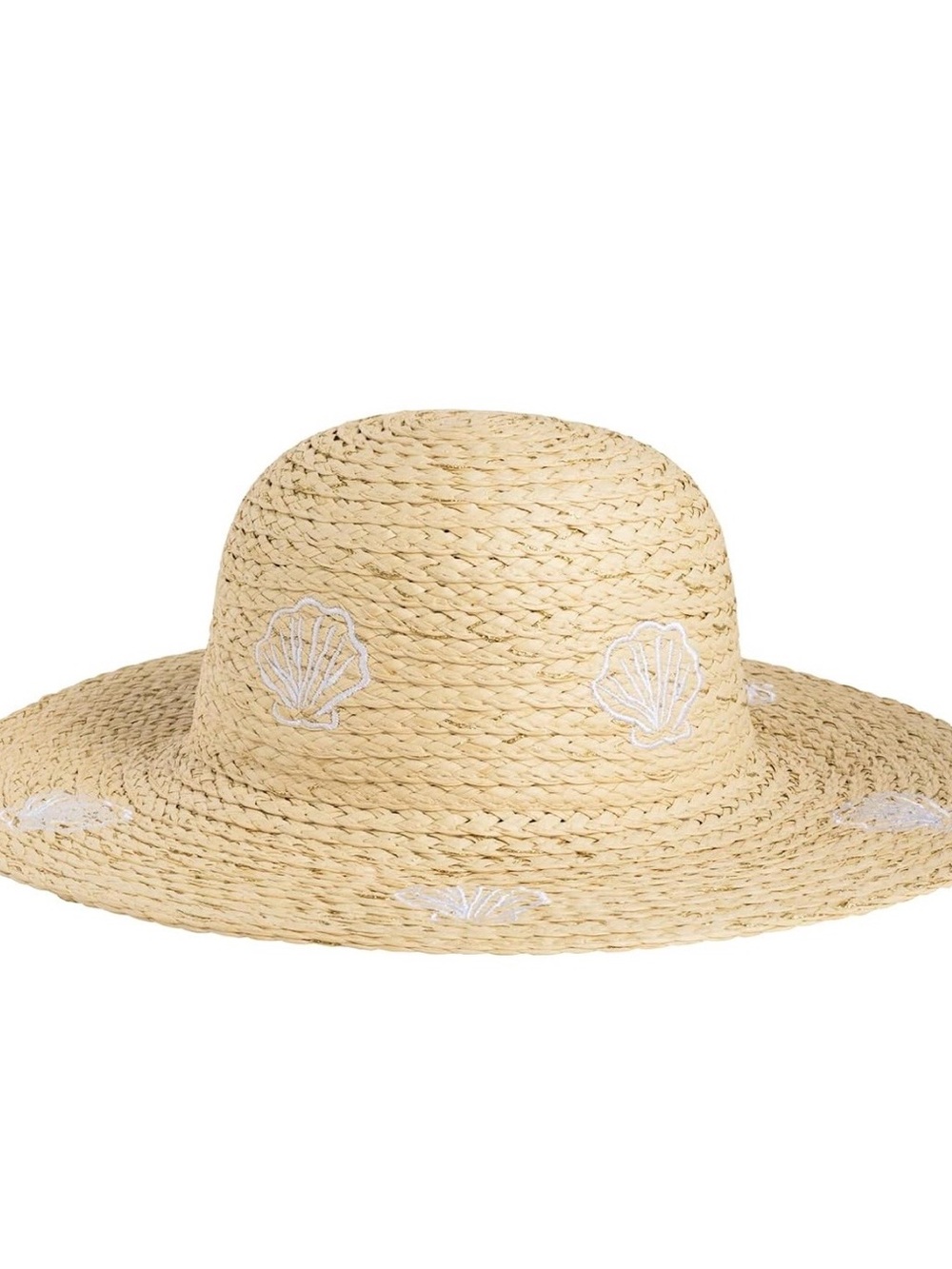 Mud Pie Women's Coastal Luxe Sun Hat with White Shell design